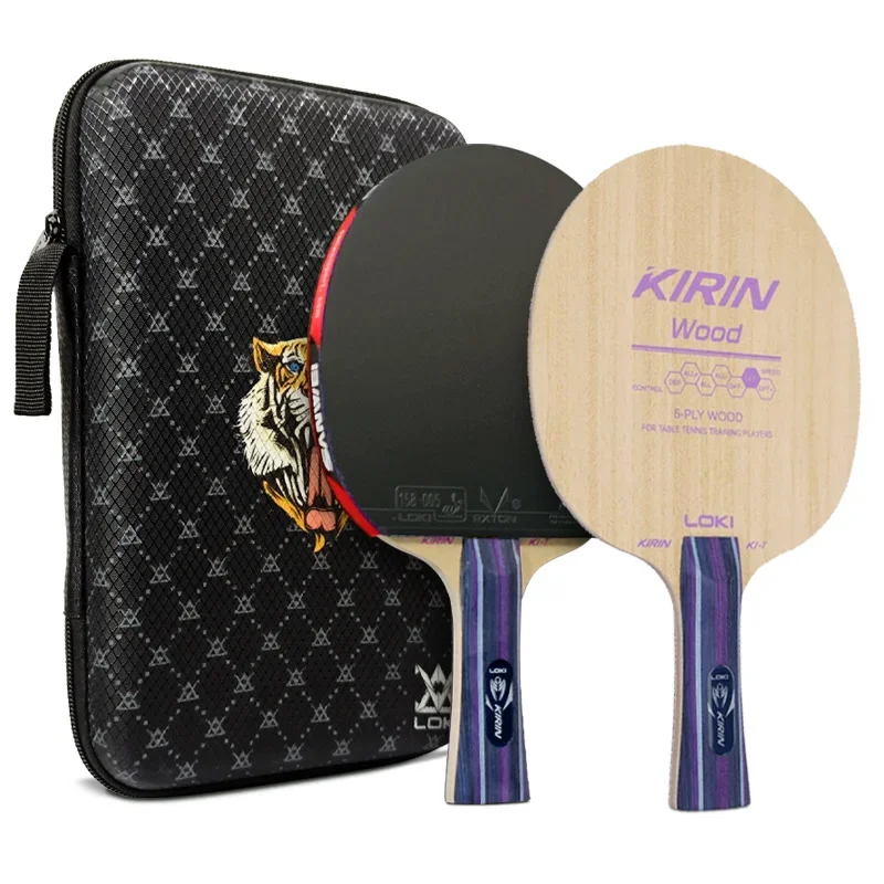 

LOKI K1T Table Tennis Blade 5 Entry-Level Wooden Blade Ping Pong Paddle Lightweight Assembled with Golden RXTON 1 Rubbers