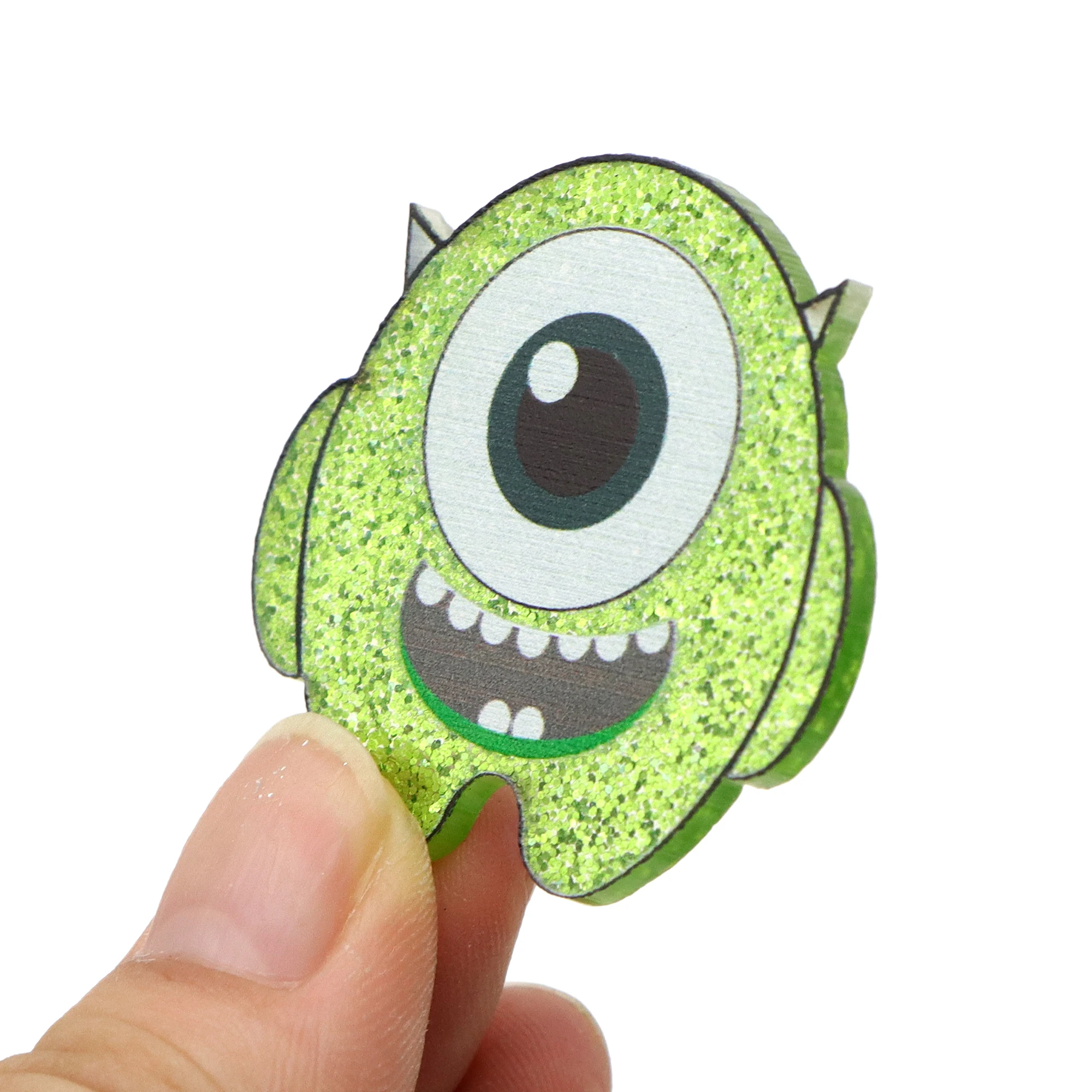 5pcs Monsters Inc AlienGlitter Acrylic Flatback Planar Resin Craft Supplies Cabochon Scrapbook DIY Hair Bow Bag Material Acrylic