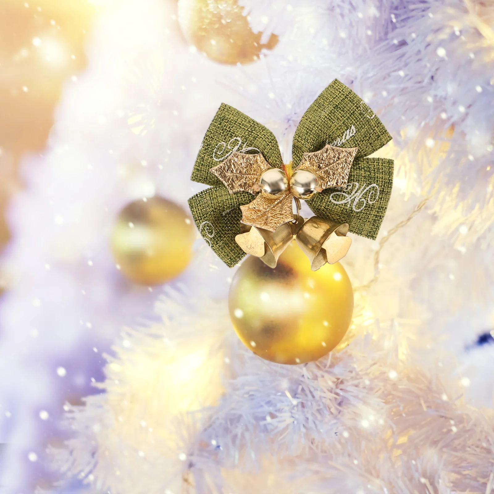 

8Pcs Xmas Bell Bows Festive Decoration Premium Cloth Metal Material Christmas Tree Decor Gift Wrapping Xmas Bell Bows