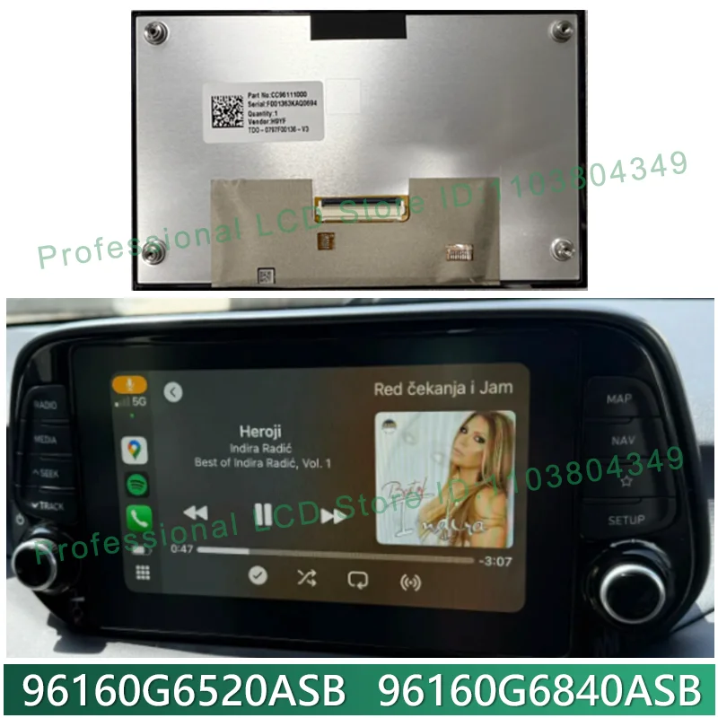 ADB11G6EP 96160G6520ASB ADB11G6EP 96160G6840ASB 2020 2021 2022 2023 For Ki a Picanto Car GPS Navigation Radio LCD Screen Panel