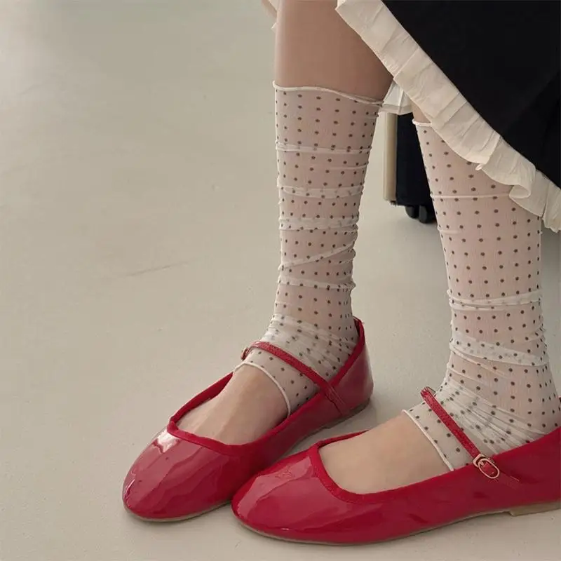 Calentadores de piernas con estampado de lunares, cubrepiernas de seda helada de verano, calcetines de lycra para pantorrillas, cubrepiernas dulces de protección solar para mujer, calentadores de piernas JK