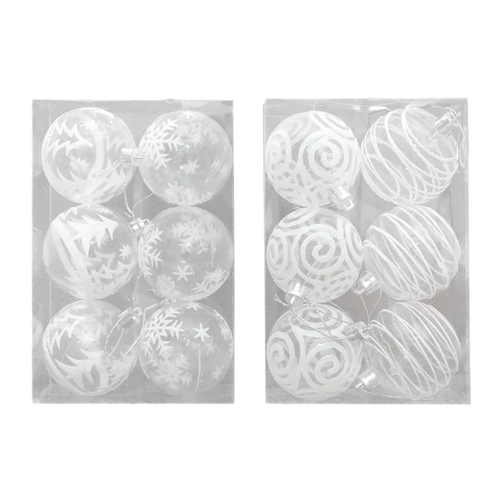 6 قطع من كرات عيد الميلاد الشفافة 60 مم زينة شجرة عيد الميلاد الصغيرة #2