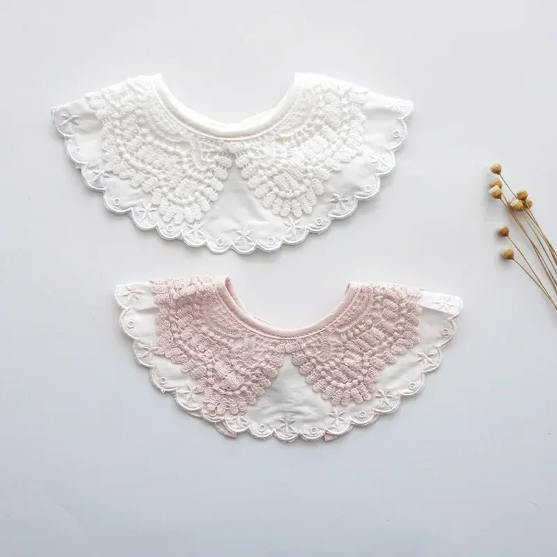 HoneyCherry Baby Bibs 360 with Lace Girl Scarf Lace-up Baby Feeding False Collar Stuff Cute Infant Newborn Things 95% Cotton