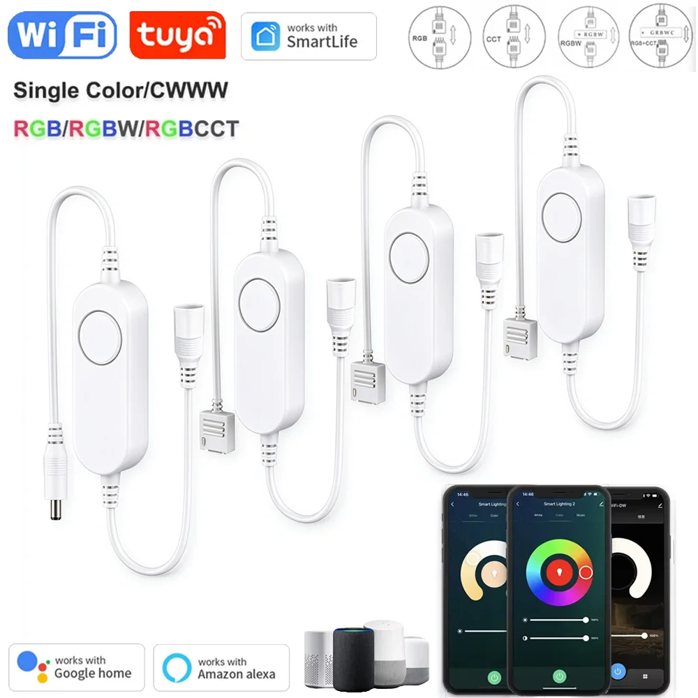 DC12-24V Tuya WiFi LED Dimmer Controller Alexa Google Home Voice Control Single Color RGB RGBW CCT LED Strip Smart Controller