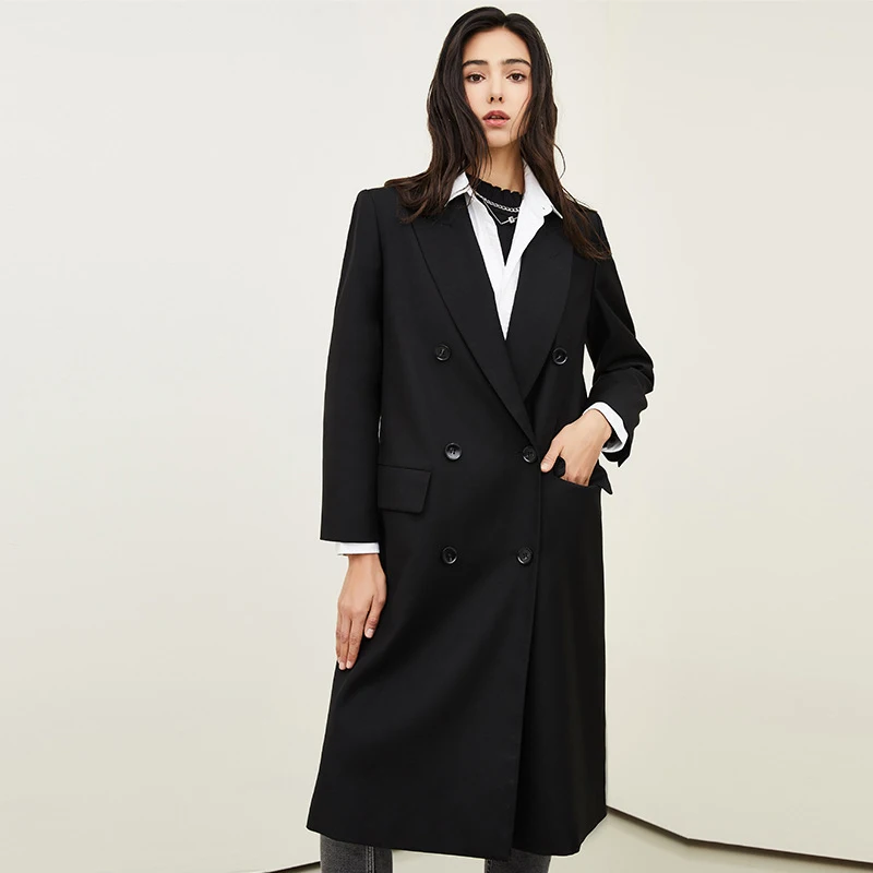 Imagem -03 - Primavera Blusão Longo Trench Coat 2023 Novas Mulheres Duplo Breasted Magro Trench Coat Feminino Moda Casual Outwear