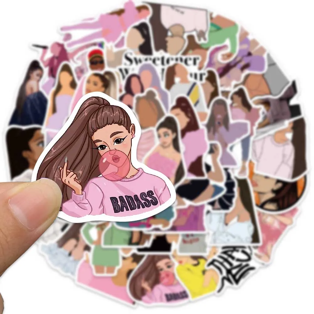 Autocollants DIY de la chanteuse Ariana Grande INS, 50 pièces, stickers, style graffiti, pour ordinateur portable, bagages, coque de téléphone, scrapbooking exquis