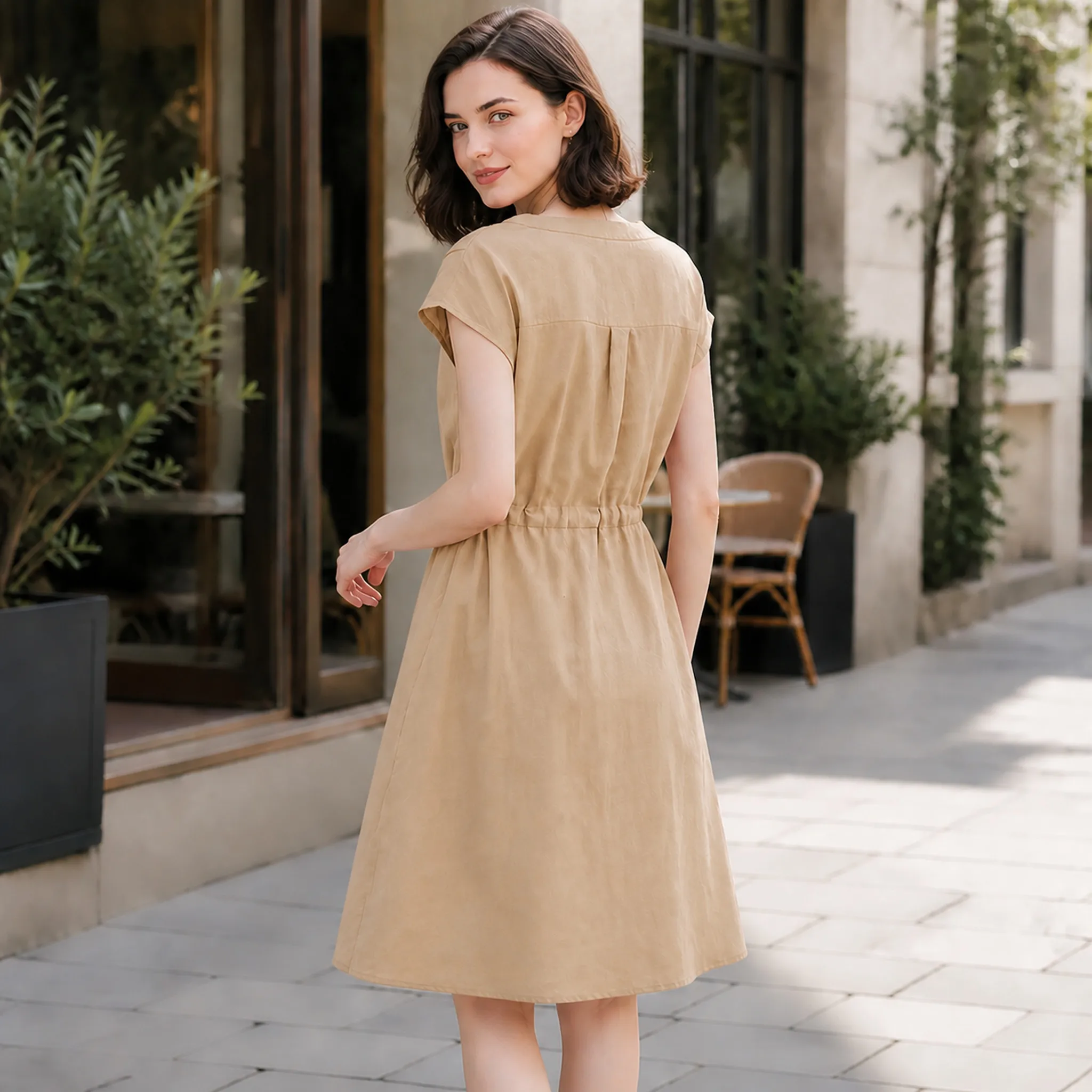 Женские повседневные платья, л – обзор и цена Short Linen Drawstring