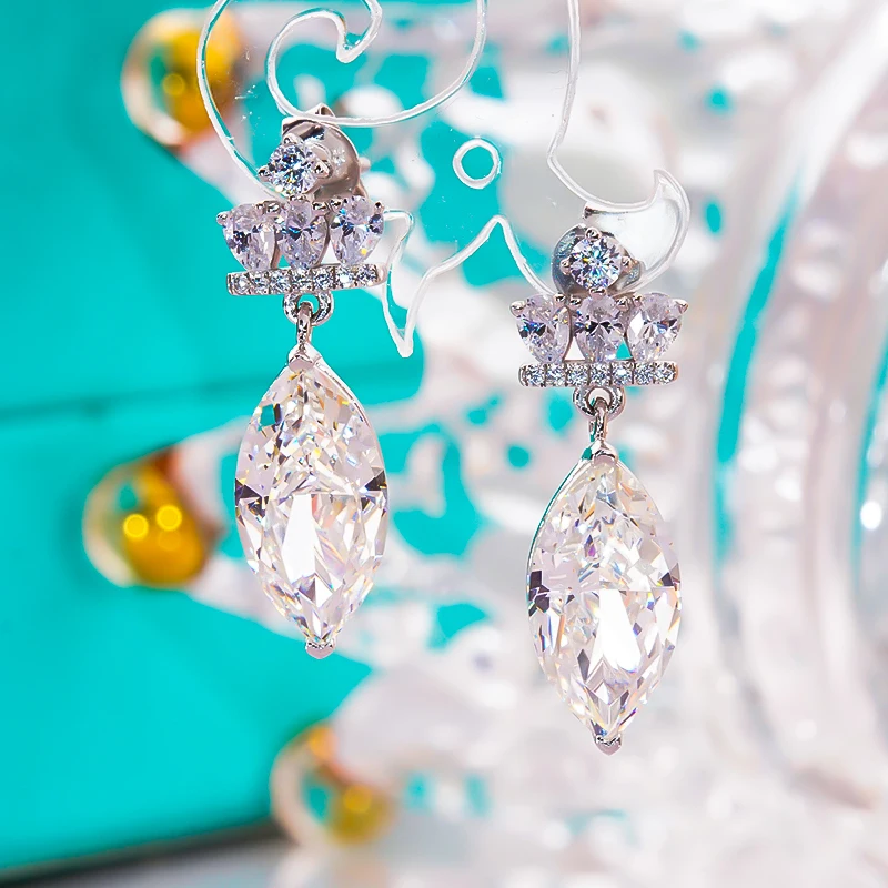 FENTTECI New Pt950 Platinum Drop Earrings for Women Studs Earrings High Carbon Diamond Fine Jewelry Luxury Flash Wedding Party