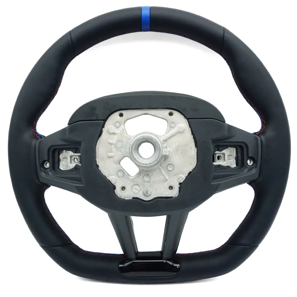 Suitable for BMW G20 leather three-color line blue correction label with real carbon fiber button frame steering wheel bottom