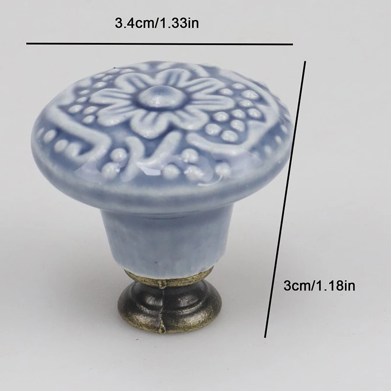 4pcs Round Ceramic Knob Handle Flower Surface Cabinet Kitchen Door Drawer Handles Dresser Knobs Pulls Furniture Hardware