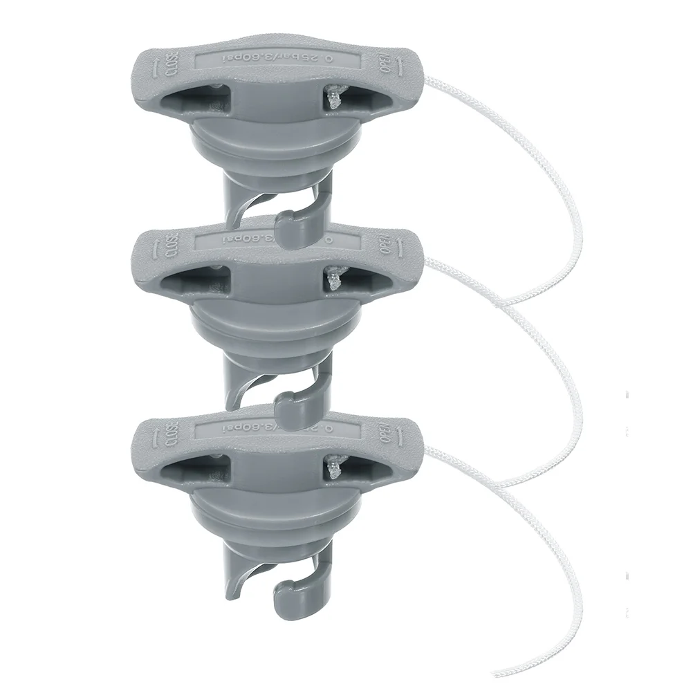 

3 Pcs Rubber Boat Air Valve Kayak Drain Plugs Inflatable Cap Inflating Suite Canoe Accessories Grey Attachment