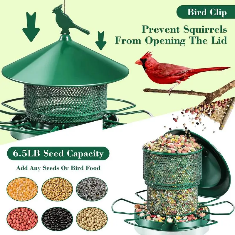 Bird Feeders For Outdoors Rainproof Squirrel-Proof Automatic Birdfeeders Large Capacity 3-Tier Food Dispenser Bird Accessories