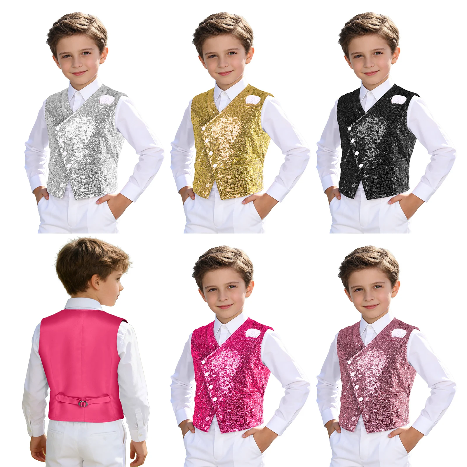 Gilet à paillettes brillantes - Formal Vest Waistcoat avis et prix