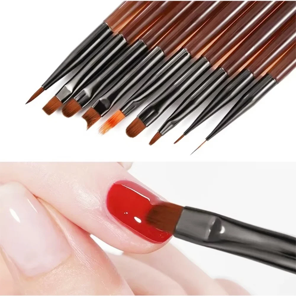 9 pièces UV Gel brosse à ongles Liner bricolage peinture stylo manucure acrylique dessin brosse pour Nail Art Design ongles pointe affichage outil de peinture