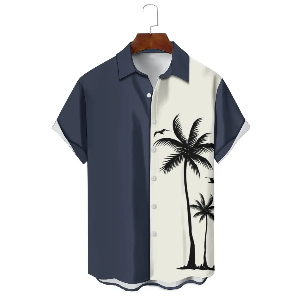 

Hawaiian Shirts For Men 3d Stripe Print High-Quality Men'S Clothing Loose Oversized Shirts And Blooms Summer Casual Short Sleeve