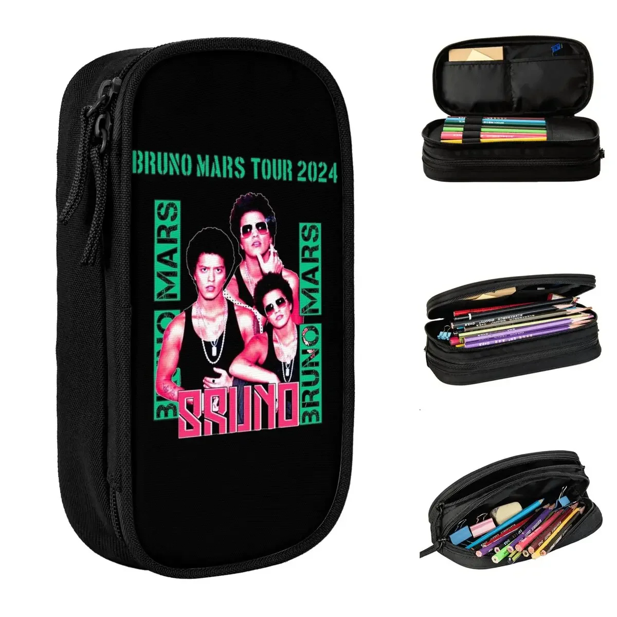 Bruno Mars 2024 Music Tour Funk Pencil Cases Pencilcases Pen for Girl Boy Large Storage Bag Office Cosmetic Stationery