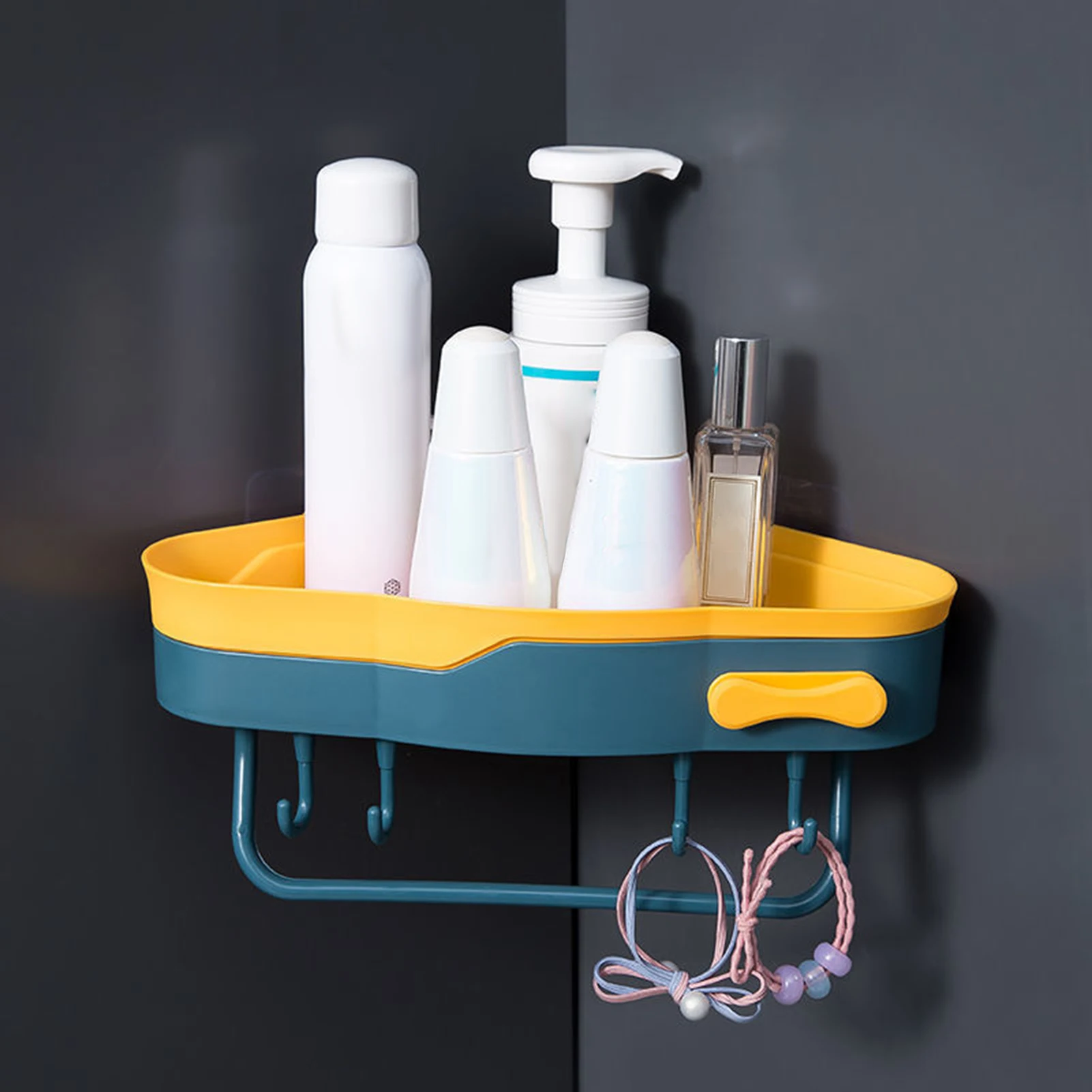 

Bathroom Organizer Rack Wall Mounted Non Perforated Drainage Storage Rack For Toiletries Towel Jewelry Hair Accessory Organizer