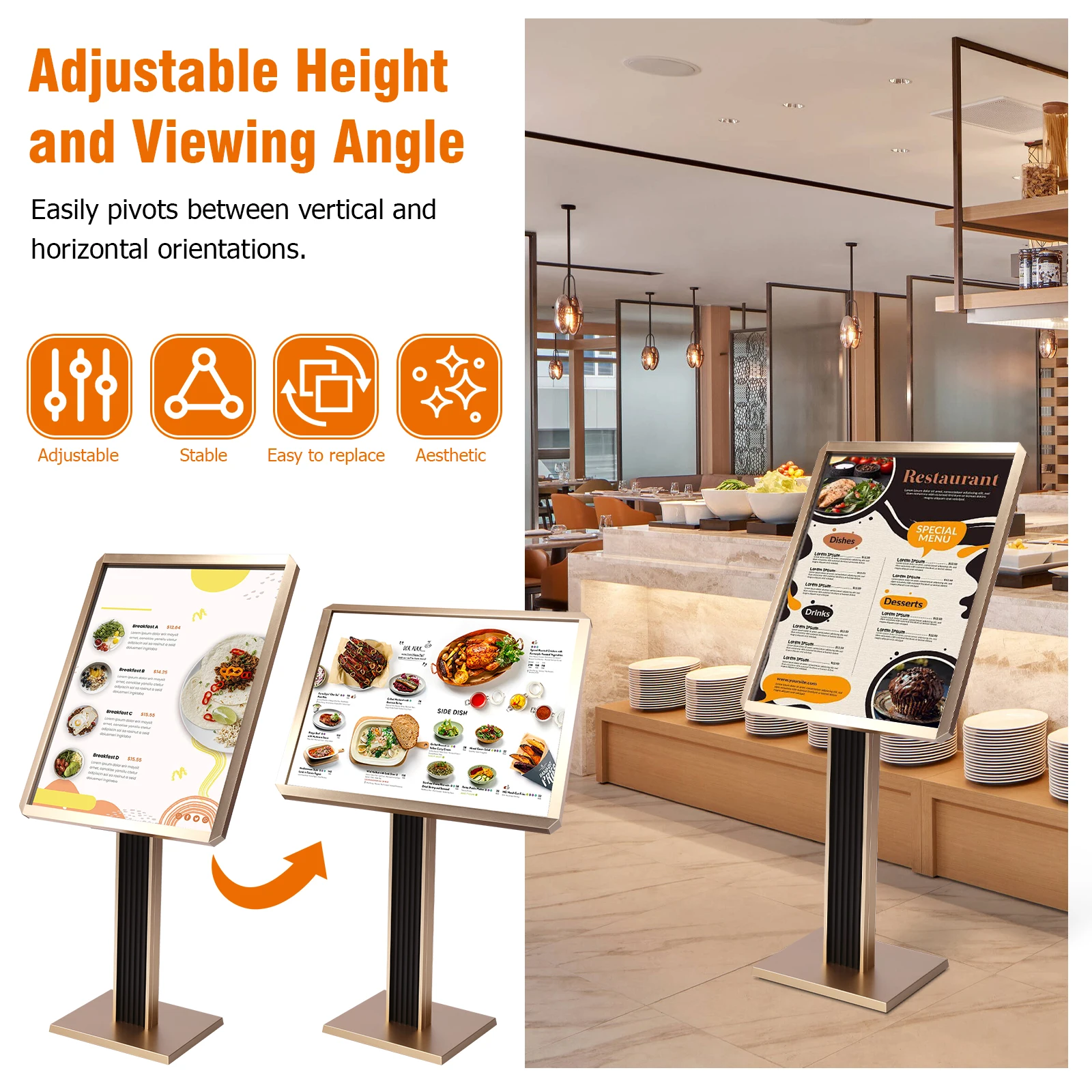 

Sign Holder Floor Stand 20x27inch/24x31.5inch Pedestal Floor Signage Standing Holder Adjustable for Malls Schools Restaurants