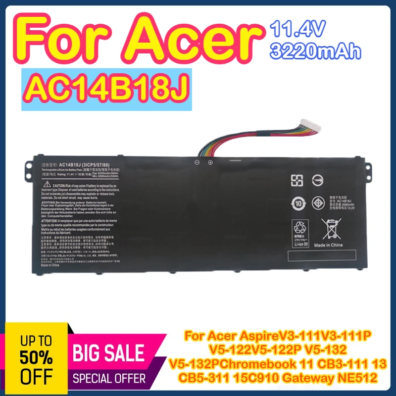 

AC14B18J подходит для Acer AC14B18J V5-132 122 V3-111 PN15Q3 MS2394 аккумулятор для ноутбука