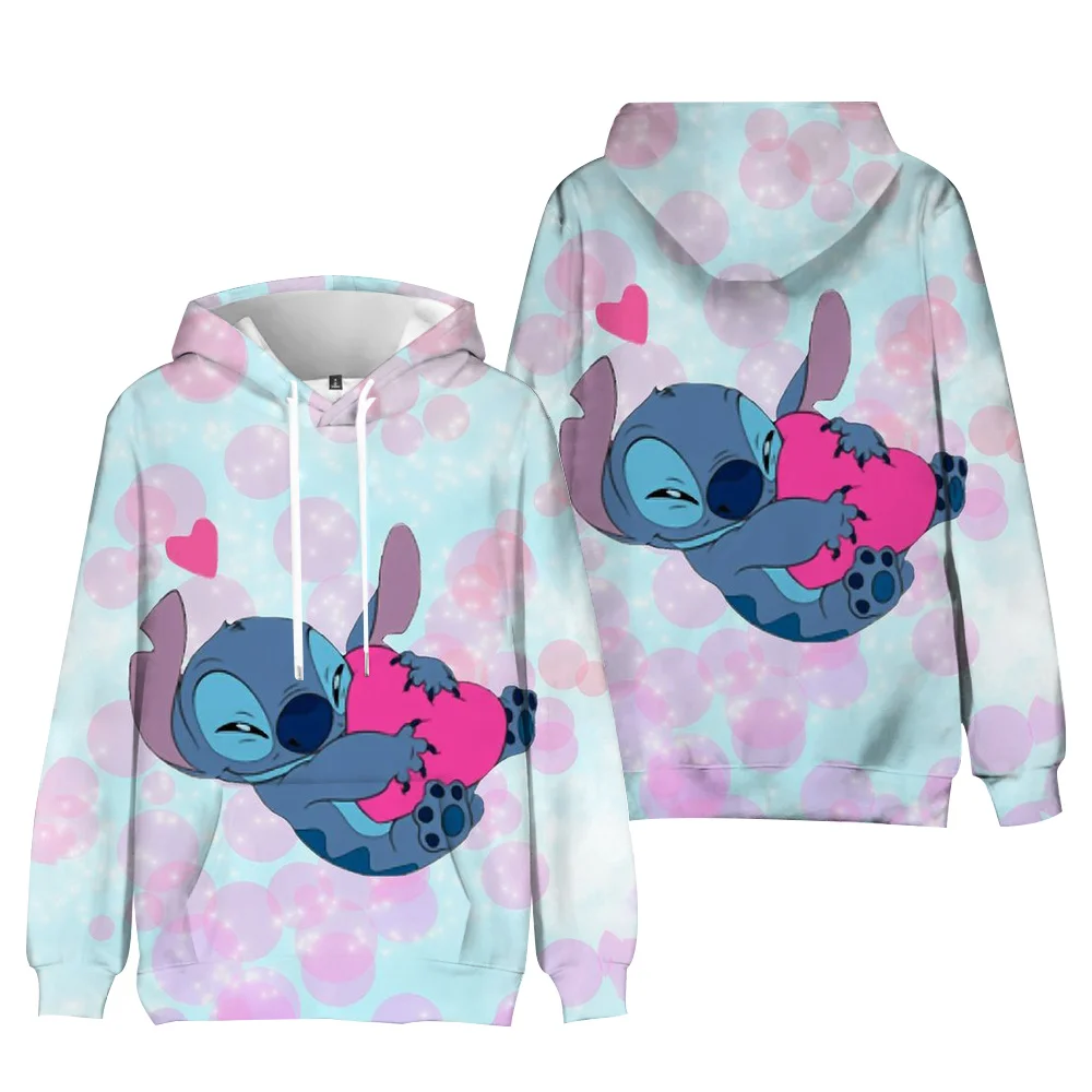 Kawaii Stitch Women\'s Hooded Sweatshirt Cute Cartoon Autumn And Winter Sportswear Fashions Printed Unisex Long Sleeved Clothing