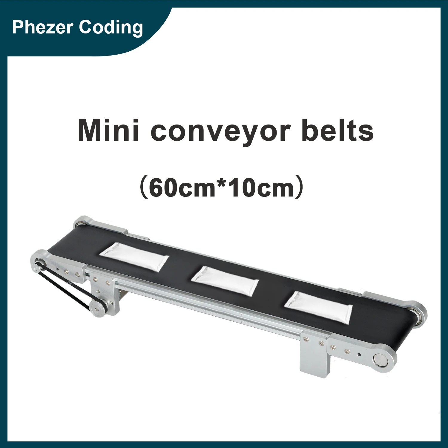 Phezer 60cm*10cm Date Code Printer Adjustable Speed Handheld Inkjet Printer PVC MINI Conveyor Belt Parts Accessories Office