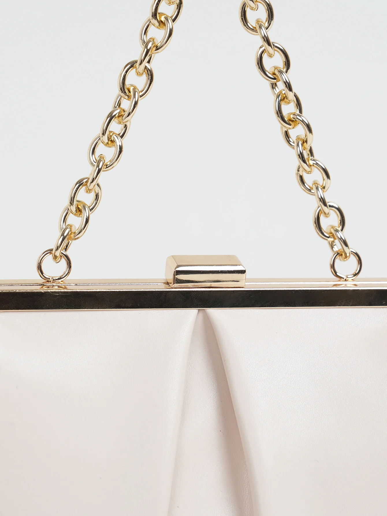 1 Stück Elegante Abendtasche aus Metallic-PU-Leder mit Falten und Kiss-Lock-Verschluss, Glänzender Metallkettenhalter-Rahmen, Crossbody-Clutch-Tasche – Detail 20