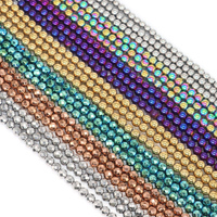 Silver Color Hematite Stone Natural Loose Round Faceted Beads For DIY Jewelry Making Bracelet Earring Accessories 15''  4 6 8 mm