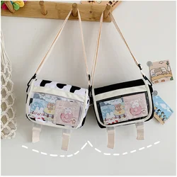 Japanese Cartoon Print Lovely Canvas Crossbody Bag Female Kawaii Messenger Bag Fashion Student Transparent Shoulder Bag Itabag