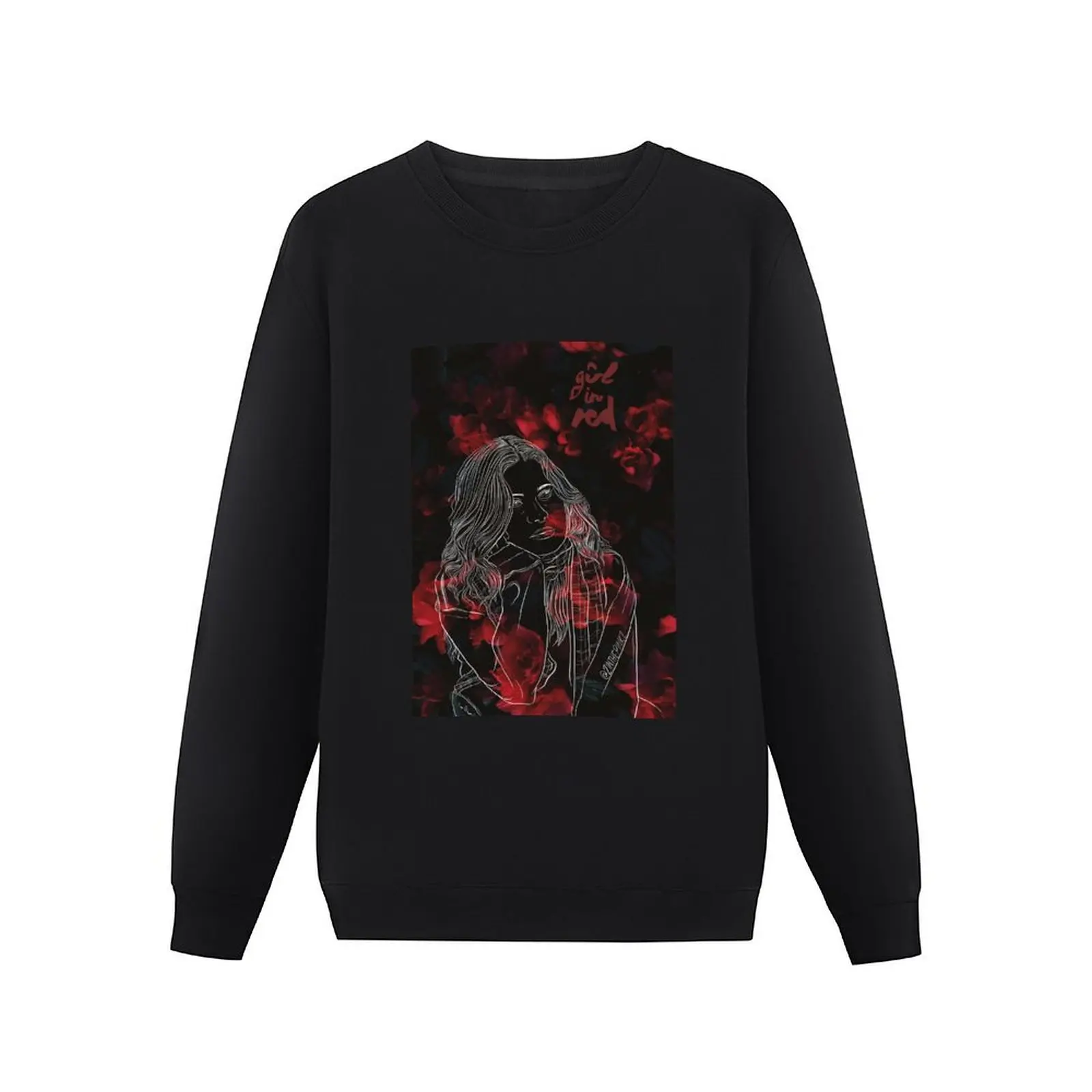 Girl in Red Pullover Hoodie men wear winter clothes oversize sweatshirts