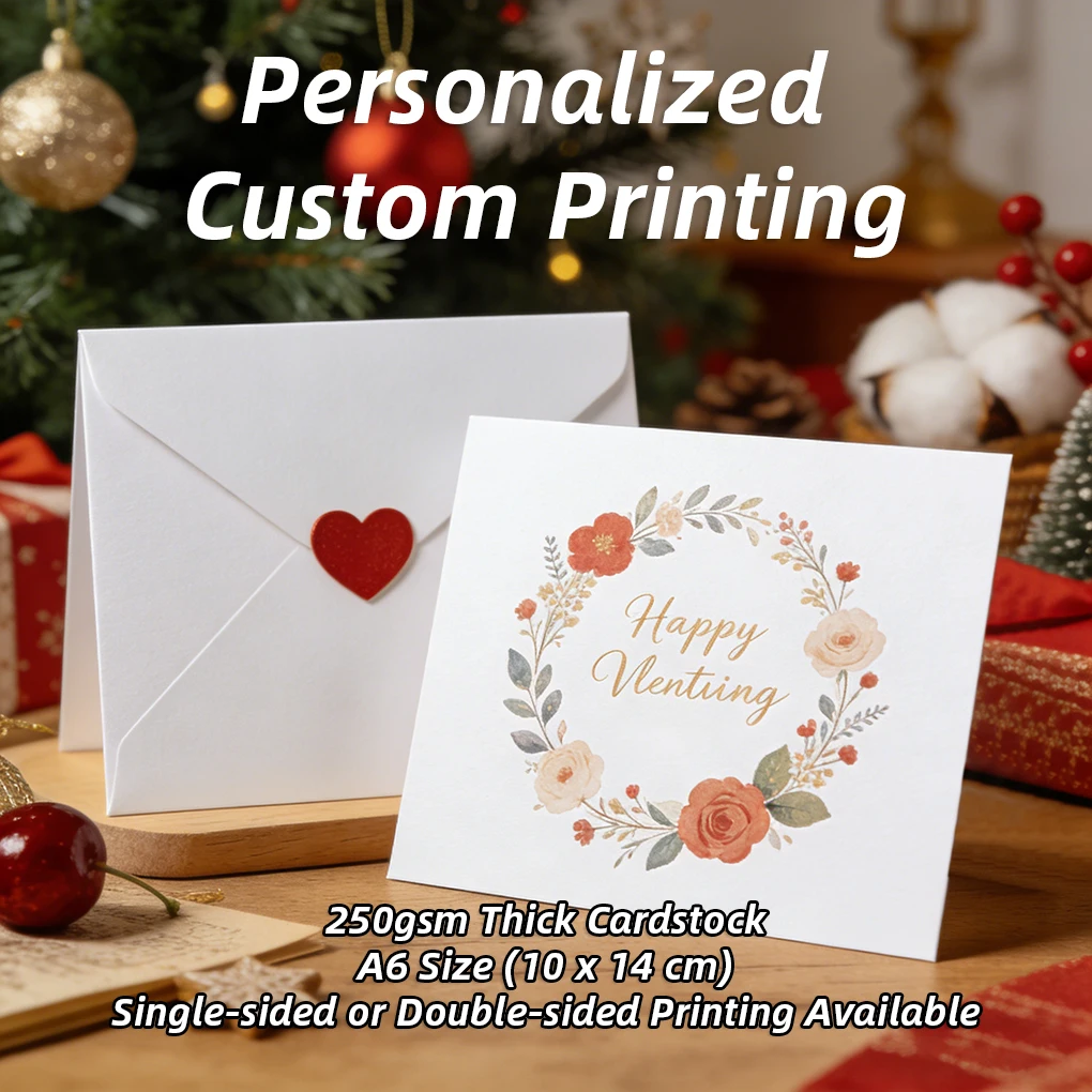 Personalisierte Grußkarten, A6 (10 x 14 cm), Postkarten, 250 g/m² dickes Papier, individueller strukturierter Karton, Hochzeit, Weihnachten, Valentinstag – Detail 1