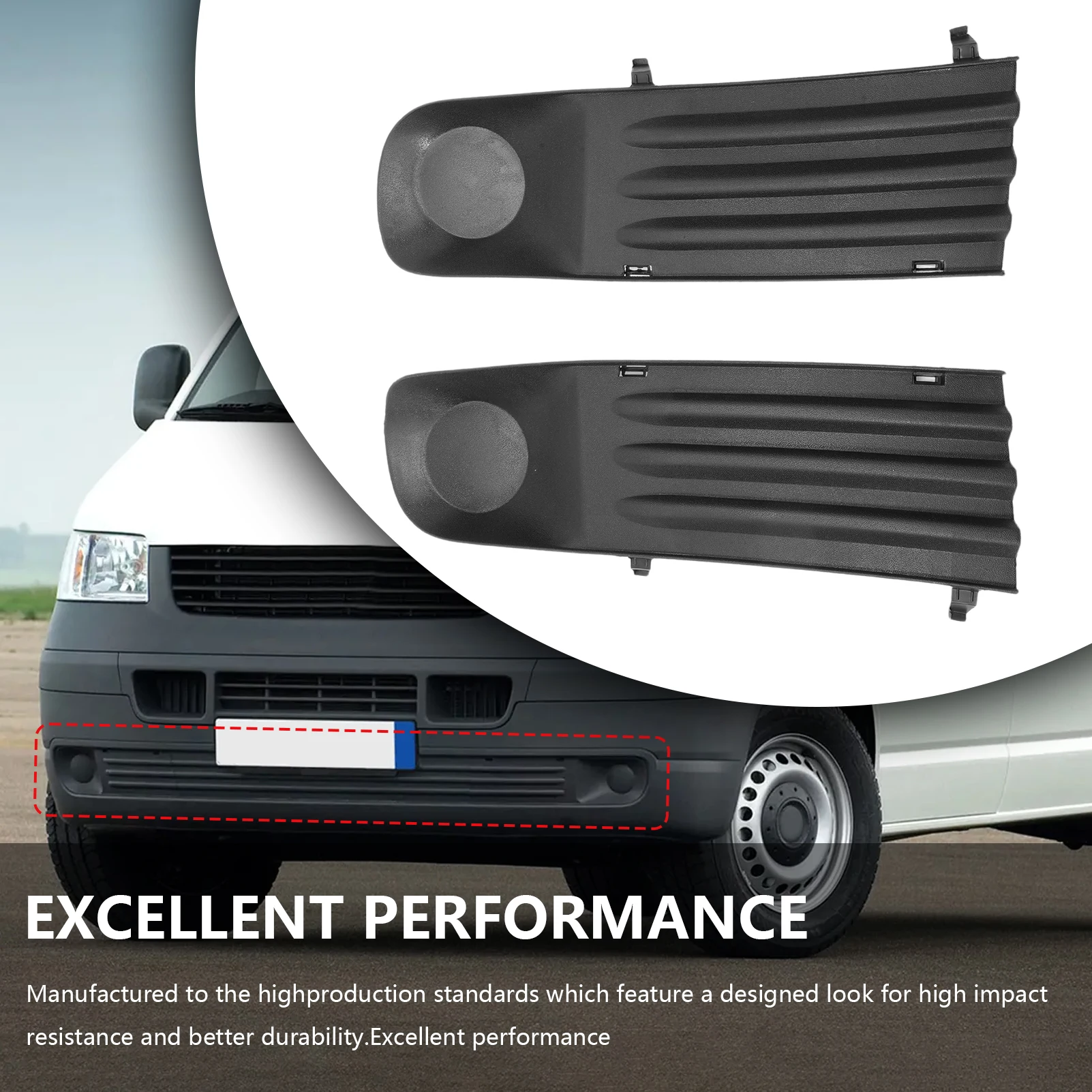 

2Pcs Left Right Bumper Fog Light Grill for Transporter T5 2003-2009 Fog Light Cover 7H0807490A 7H0807489C