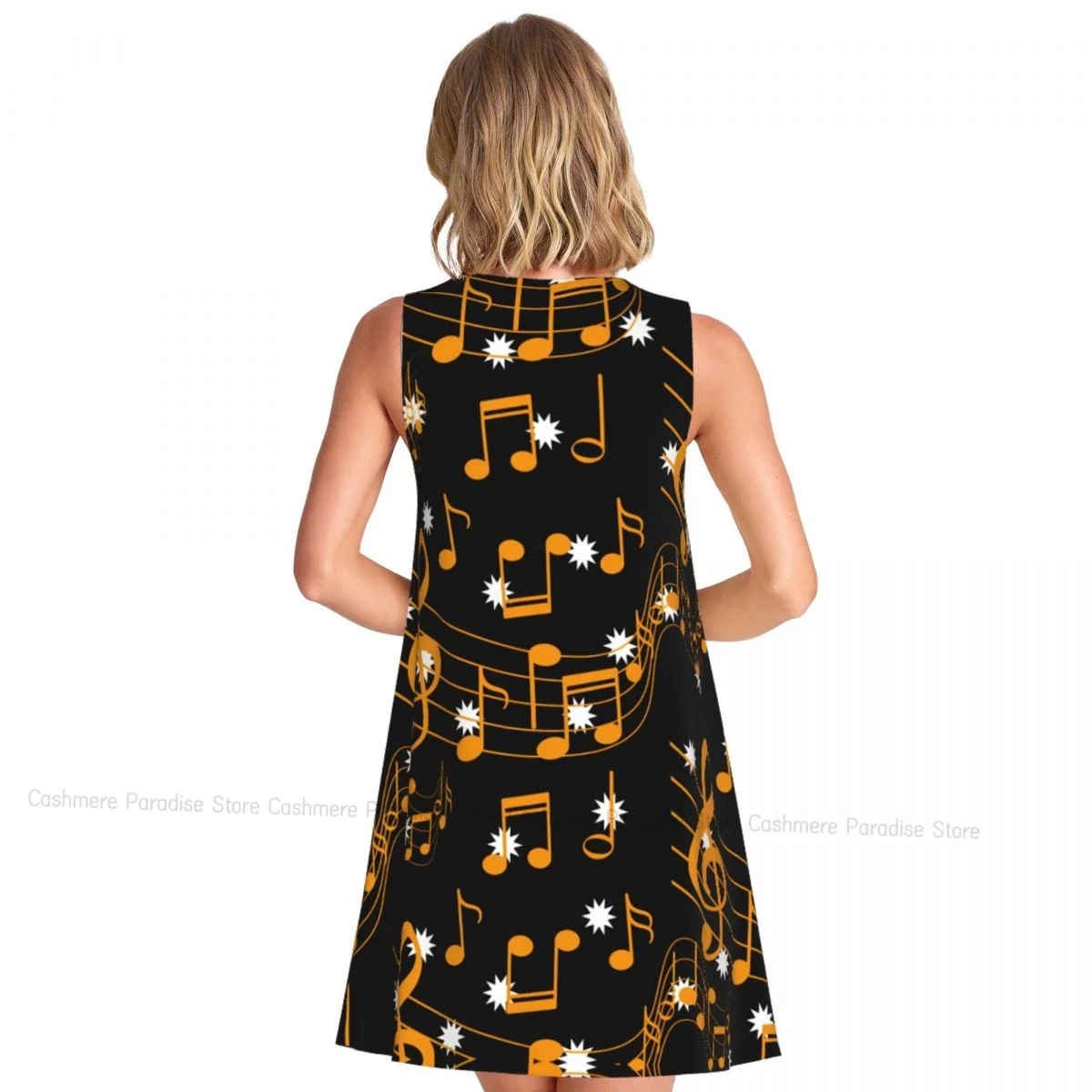 Robes d'été pour femmes, t-shirt de plage, sans manches, Note de musique abstraite, décontractée, ample, débardeur, 2025