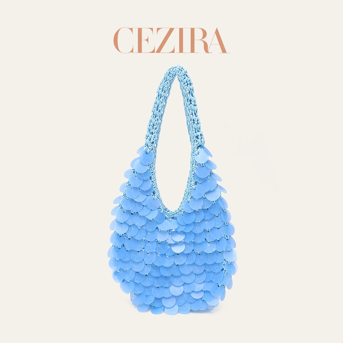 CR Women Luxury Glamorous Sequins Tassel Handmade Woven Hobo Shoulder Bag Small Lightweight Portable Purse Beach Holiday Party