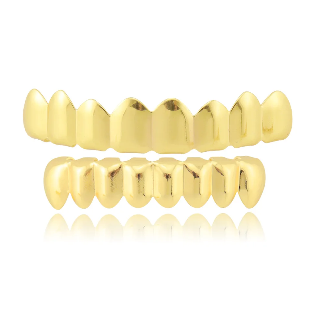 Hip Hop Banhado A Ouro Grelhas Dentais, Dentes De Cristal, Dente De Rocha, Dentes De Vampiro, Dia Das Bruxas, 1 Conjunto