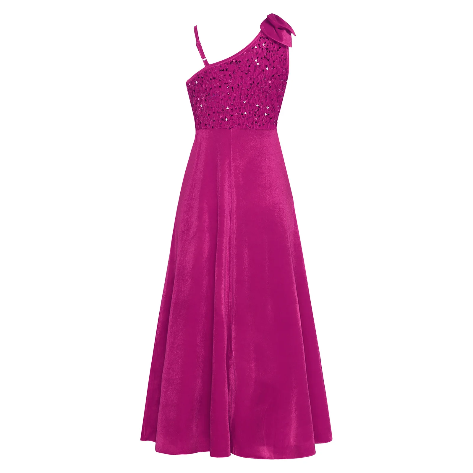 Elegant Girls Junior Bridesmaid Dress One Shoulder Slit Flower Girl Dress for Wedding Party Festive Costume Children's Dresses view 3