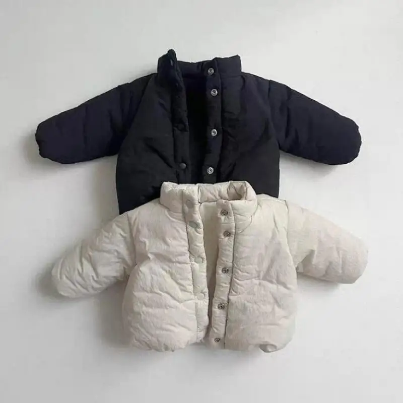 Winter New Baby Warm Coat Solid Infant Girl Vintage Padded Jacket Toddler Boy Plus Velvet Thick Coat Children Clothes