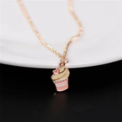 DIY Cartoon Ice Cream Necklace For Women Cute Heart Cone Pendant Necklace Girls Kids Jewelry Accessories Xmas Party Gifts