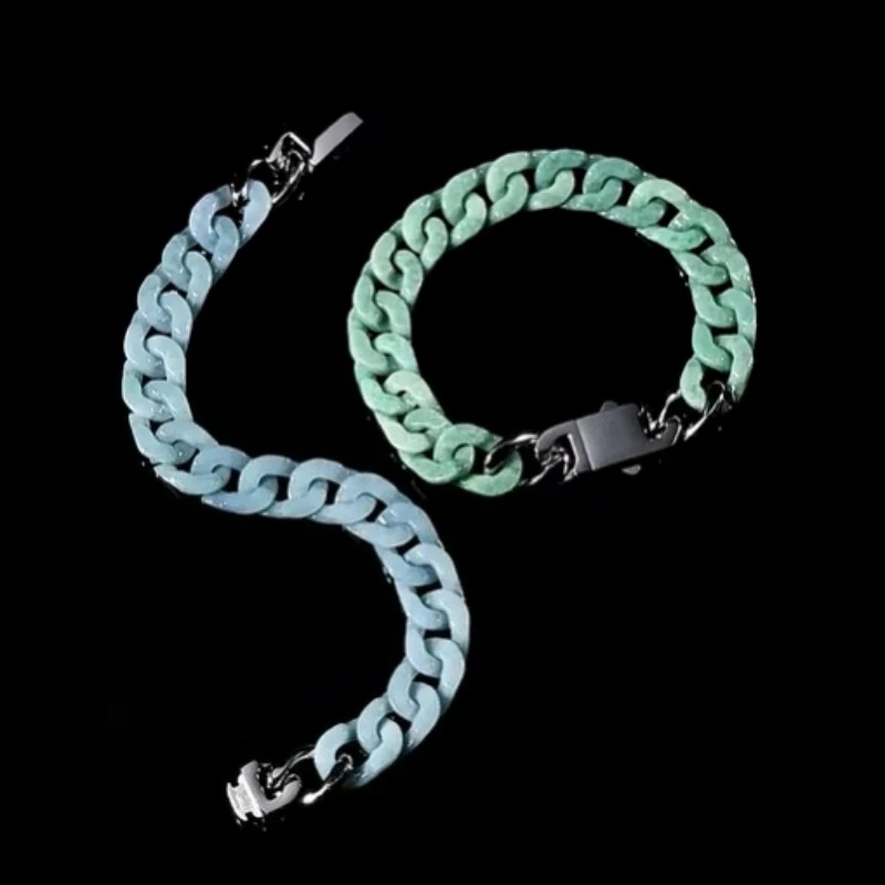 

Натуральный бирманский браслет трапециевидной формы из синего и зеленого нефрита, простой и модный персонализированный мужской и женский амулет, праздничный подарок