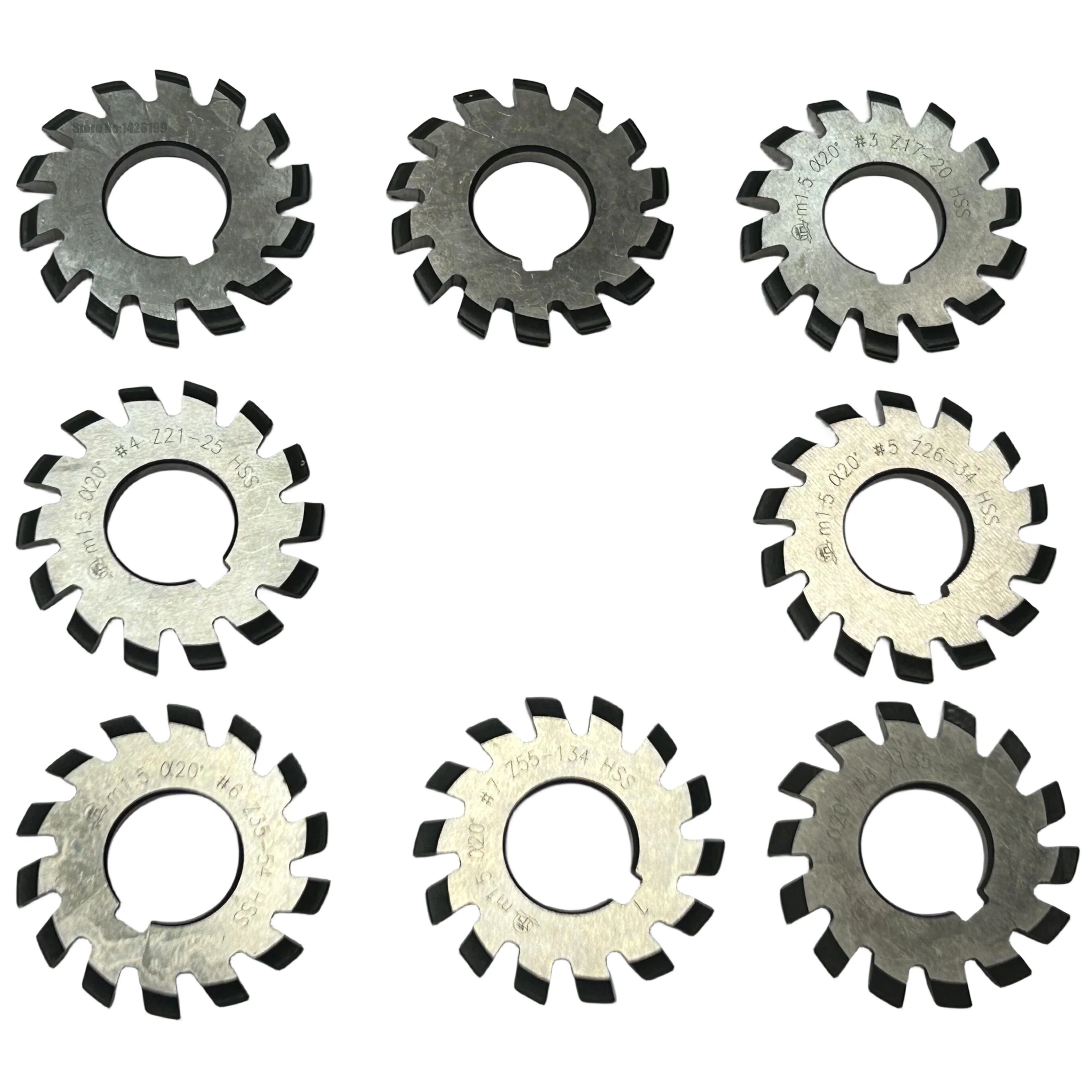 CNC Gear Milling Cutter High Speed Steel Spur Disc 20 Degrees Pressure Angle For Modules 1 1.5 2 2.5 3 4 5 6 8 10 Long Lifespan