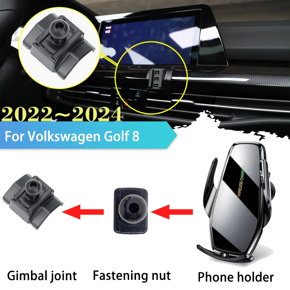 30W Car Phone Holder for Volkswagen VW Golf 8 Mk8 GTE GTD GTI R-Line 2022 2023 2024 Support Wireless Charging Sticker Accessorie