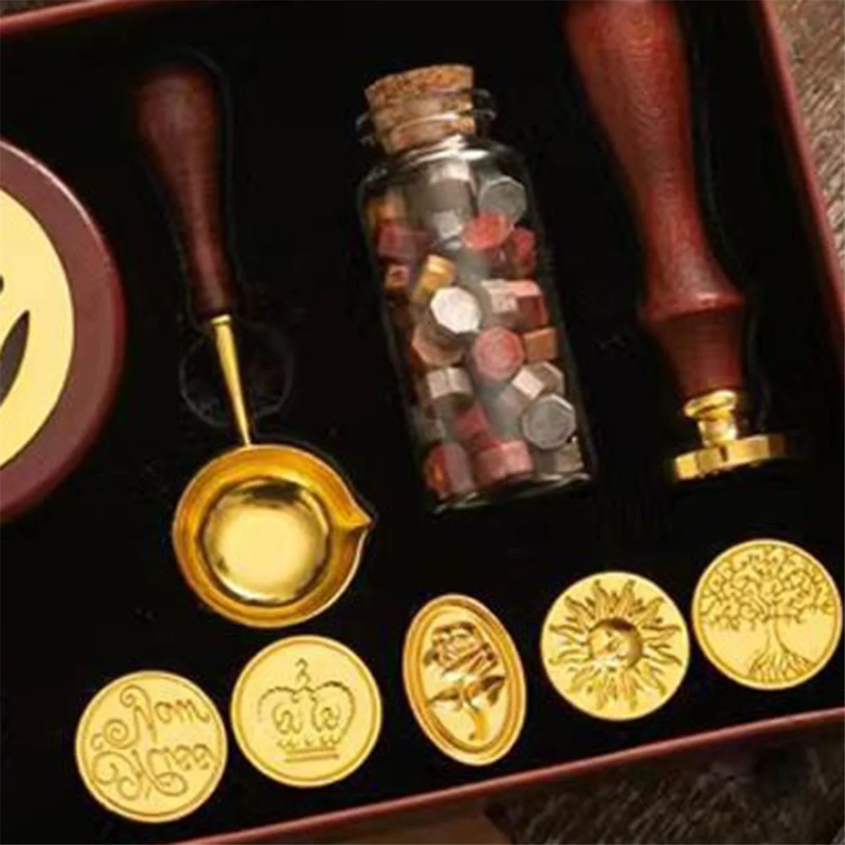 ABXHH مجموعة ختم من الشمع طلاء ختم ختم مجموعة الشمع لتقوم بها بنفسك لوازم الحرفية دعوة الزفاف مجموعة شمع الختم الزخرفية