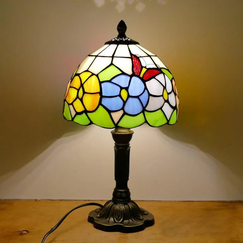 Hongcui Tiffany Table Lamp American Retro Living Room Bedroom Lamp Luxurious Villa Hotel  Stained Glass Desk Lamp