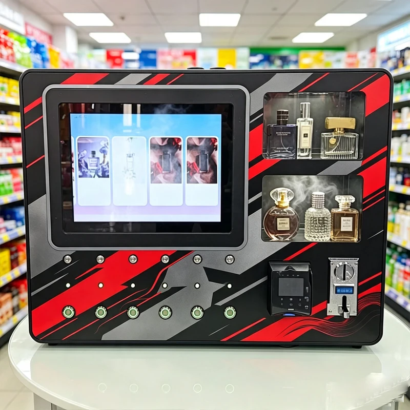 Wall-mounted Perfume Vending Machine Self Operated Touch Screen Fragrance Vending Equipment for Cosmetic Store Customized
