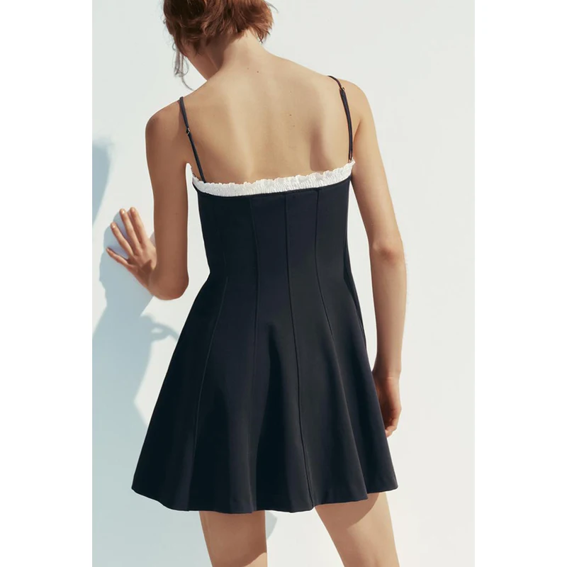 Vestido Casual de Verão para Mulheres com Decote Reto, Sem Mangas, Laço de Borboleta, Decoração em Camadas, Cintura Alta, Sai...