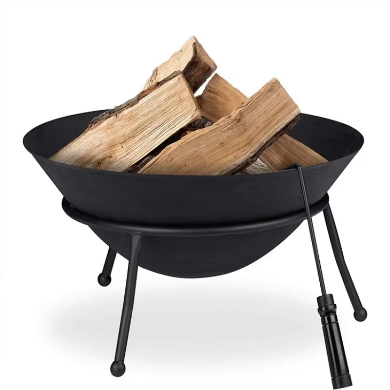 Garden Backyard Patio Outdoor Fire Pit Bowl Steel Round Metal Smokeless Wood Burning Camping BBQ BBQ Grill