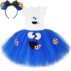 Baby Girls Cookie Monster Tutu Skirt Outfit for Kids Girl Birthday Halloween Dress Up Costumes Cartoon Anime Princess Ball Gown