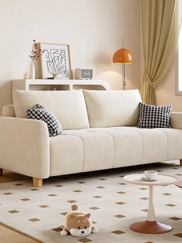 

Cream wind living room 2025 new fabric sofa modern simple Nordic small apartment double apartment straight sofa