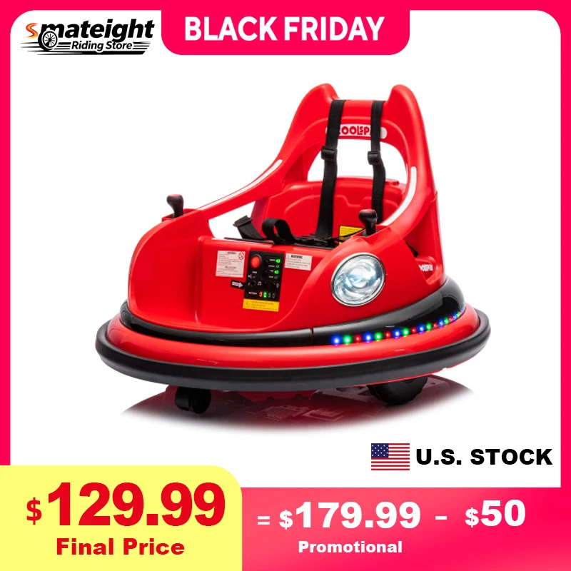 12V ride on bumper car for kids,electric car for kids,1.5-5 Years Old,W/Remote Control, LED Lights, Bluetooth