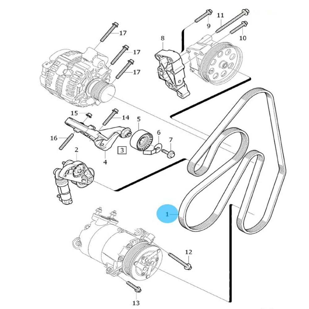 31330380 6DPK2280 Auxiliary Drive belt For VOLVO S80 S60 V70 V60 XC60 2010 2011 2012 2013 2014 2015 2.0T