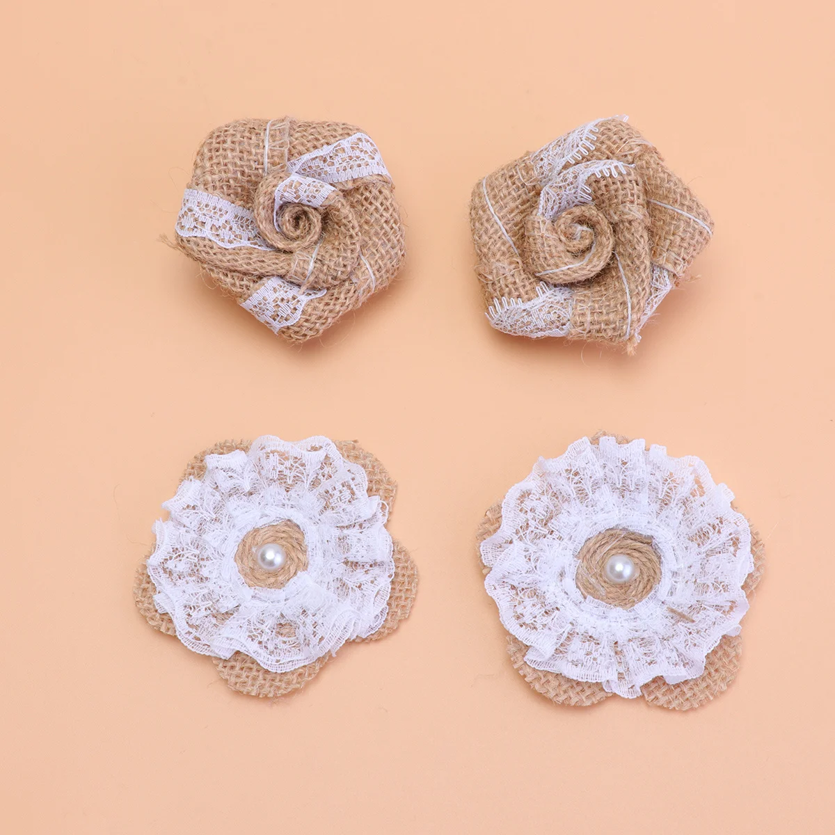 

24pcs Rose Flower Decoration Set Burlap Diy Vintage Handmade Party Craft Centerpieces Hat Shoes Bag Accessories Jute
